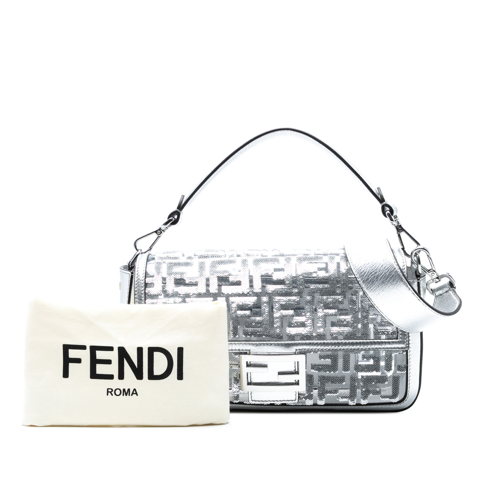 Pre-Loved Fendi Nicki Minaj Medium Sequined PVC FF 1974 Baguette Satchel - Picture 8 of 8